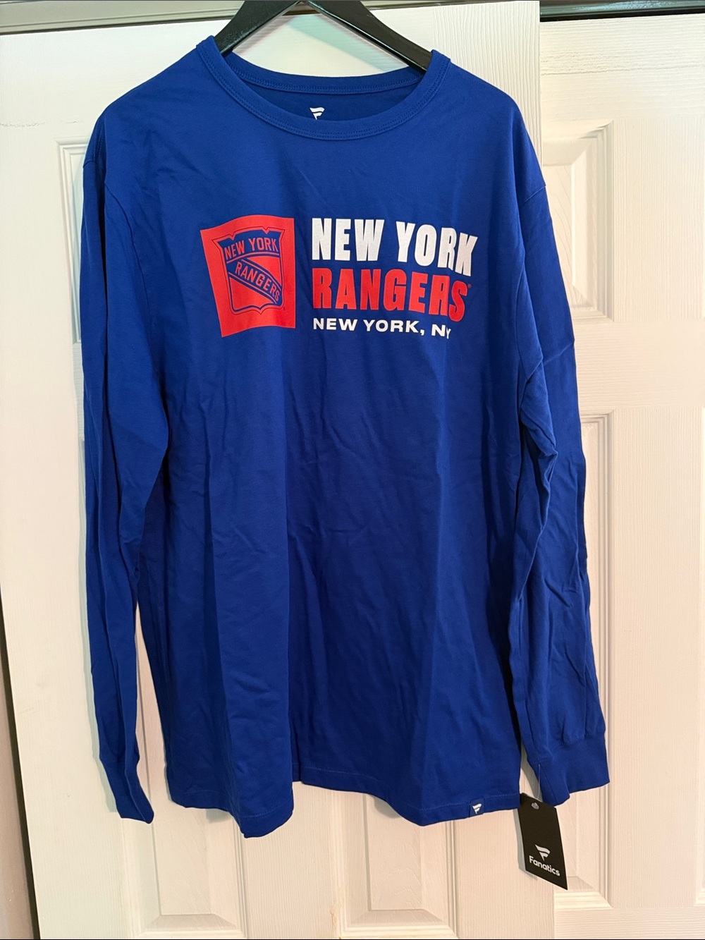 Fanatics New York Rangers Long Sleeve Shirt - Blue with Red and White Graphics